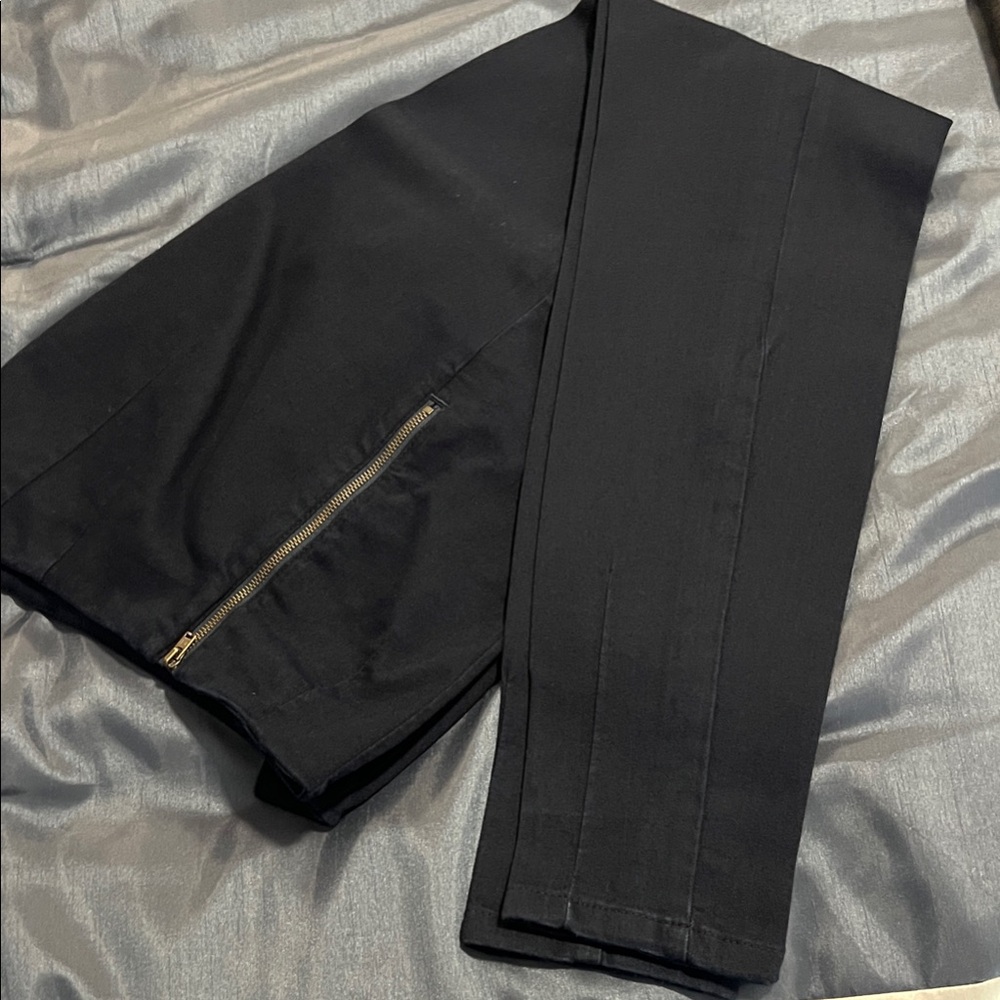 Womens navy blue Pants with Gold Zipper